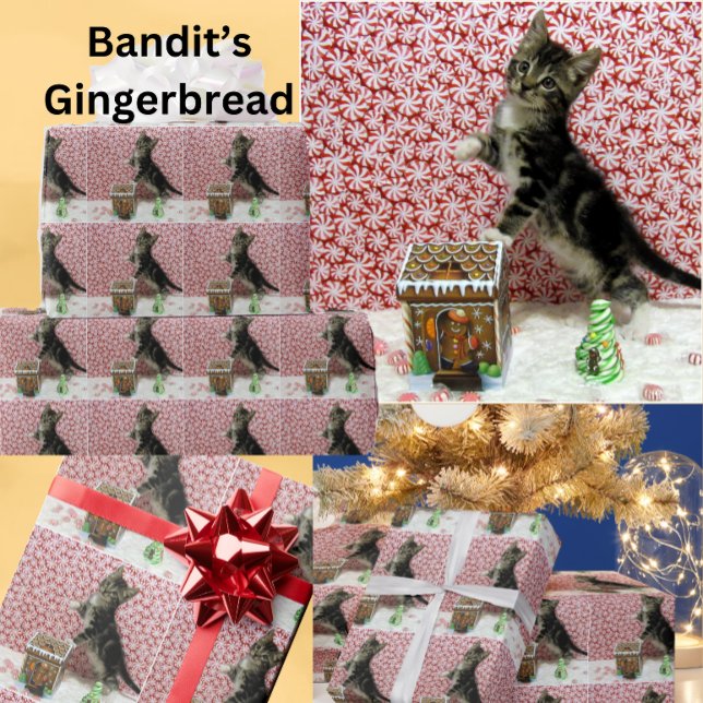 Bandit's Gingerbread House - Weihnachten der Katze Geschenkpapier (Von Creator hochgeladen)