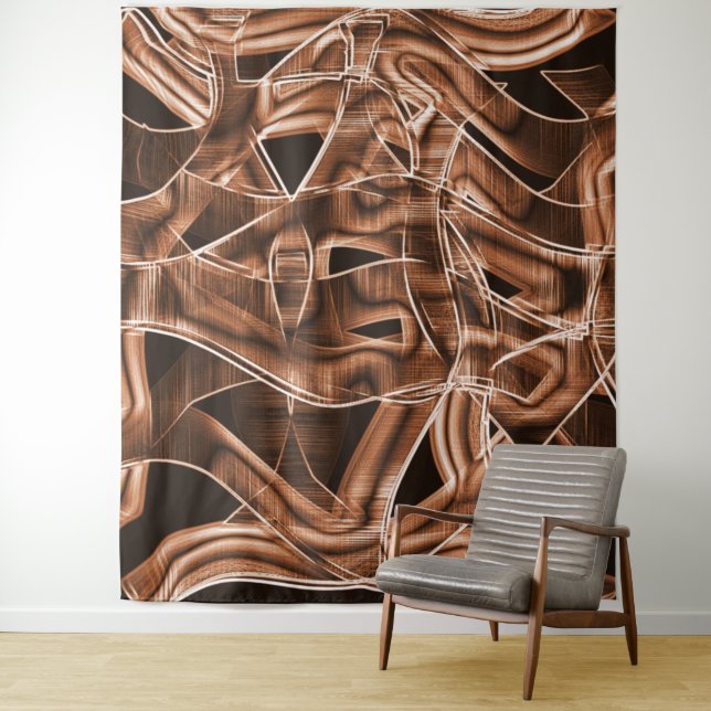 Bandkurven, brauner Ausschnitt mit Relief und Über Wandteppich (Beispiel)