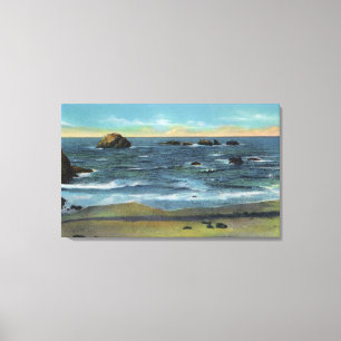 Bandon Strand-Ansicht des Gesichts-Felsens, der Leinwanddruck