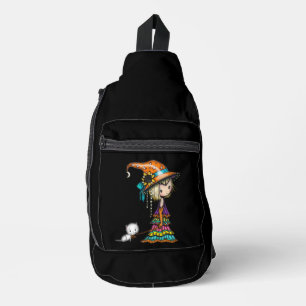 Bandoulière Petite Sorcière et Sac à Coudre avec Impression de