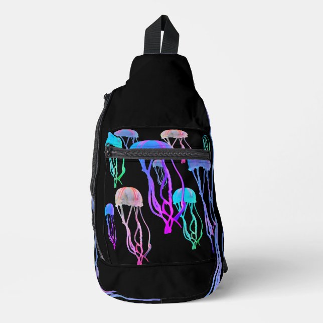 Bandoulière Sac à bille noire pour les méduses (Recto)