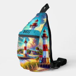 Bandoulière Sac à coudre à l'aquarelle Monogram Lightouse
