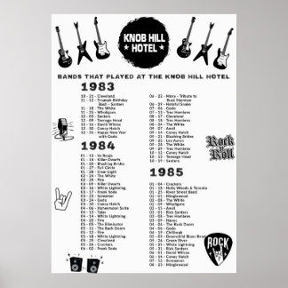 Bands, die das Knob Hill Hotel 1983-84-85 gespielt Poster