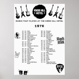 Bands, die im Knob Hill Hotel 1976 gespielt haben Poster