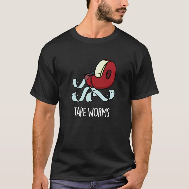 Bandwürmer Funny Sticky Tape Puns Dark BG T-Shirt (Vorderseite)