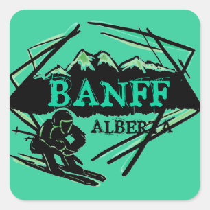 Banff Alberta Kanada aquamarine grüne Logoaufklebe Quadratischer Aufkleber