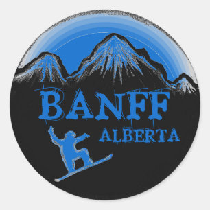 Banff Alberta Kanada Snowboardaufkleber Runder Aufkleber