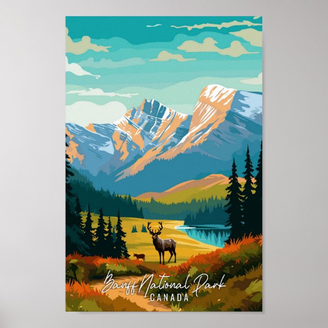 Banff Canada Art Vintage Reise Illustration Poster (Vorne)