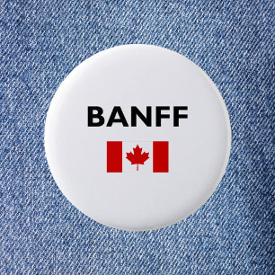 Banff Canada Canadian Flag Light Color Button