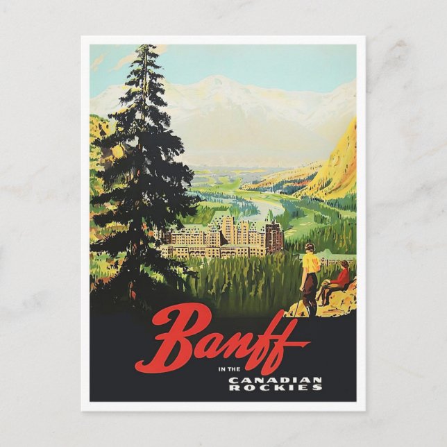 Banff Canada Vintage Reise Postkarte (Vorderseite)