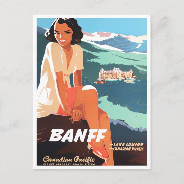Banff Canada Vintage Reise Postkarte (Vorderseite)