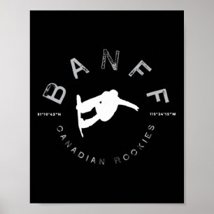 Banff Canadian Rockies Norquay Vintage Snowboarden Poster