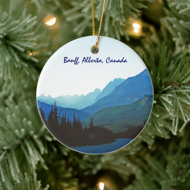 Banff Jasper Blue Keramik Ornament (Baum)