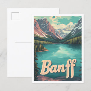 Banff Kanada Kunst Vintage Reiseillustration Postkarte