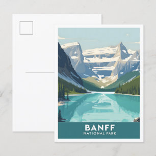 Banff National Park Canada Travel Illustration Postkarte