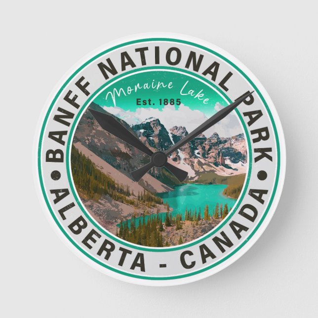 Banff National Park Moraine Lake Alberta Kanada Runde Wanduhr (Vorderseite)