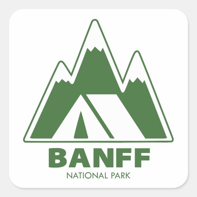 Banff National Park Mountains Camping Quadratischer Aufkleber (Vorderseite)