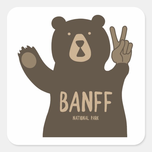Banff National Park Peace Bear Quadratischer Aufkleber (Vorderseite)
