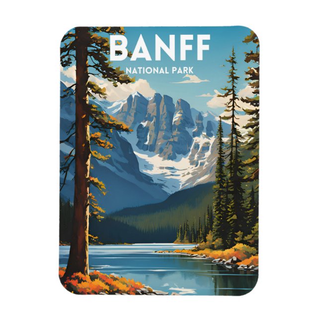 Banff National Park Traditionelles Reiseplakat Magnet (Vertikal)