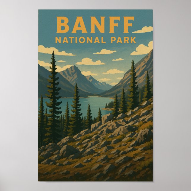 Banff National Park Vintage Travel Poster (Vorne)