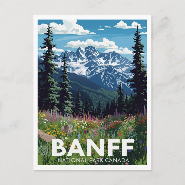 Banff National Park Wildflower Mountains Postkarte (Vorderseite)