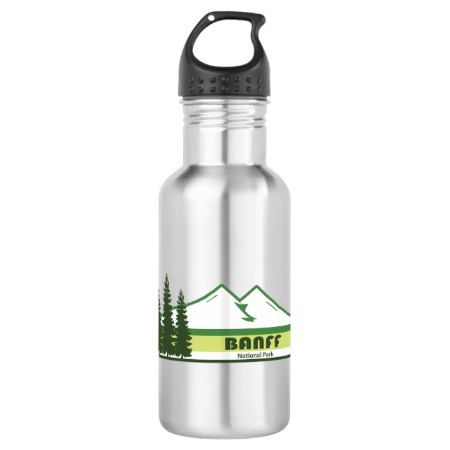 Banff Nationalpark Grüne Streifen Edelstahlflasche (Vorderseite)