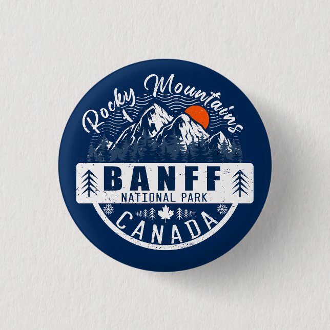 Banff Nationalpark Kanada Vintag erschüttert Button (Vorderseite)