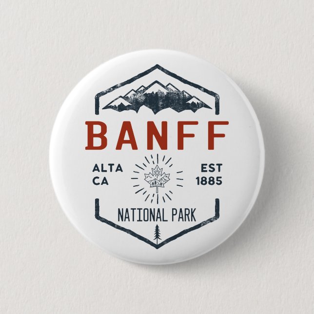 Banff Nationalpark Kanada Vintag erschüttert Button (Vorderseite)