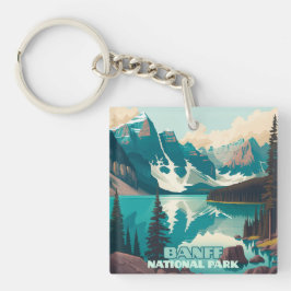 Banff Nationalpark Moraine Lago Retro Schlüsselanhänger
