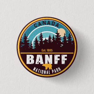 Banff NP Canada Rocky Mountains Vintag Souvenirs Button
