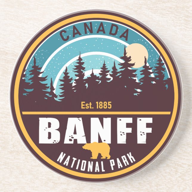 Banff NP Canada Rocky Mountains Vintag Souvenirs Getränkeuntersetzer (Vorne)