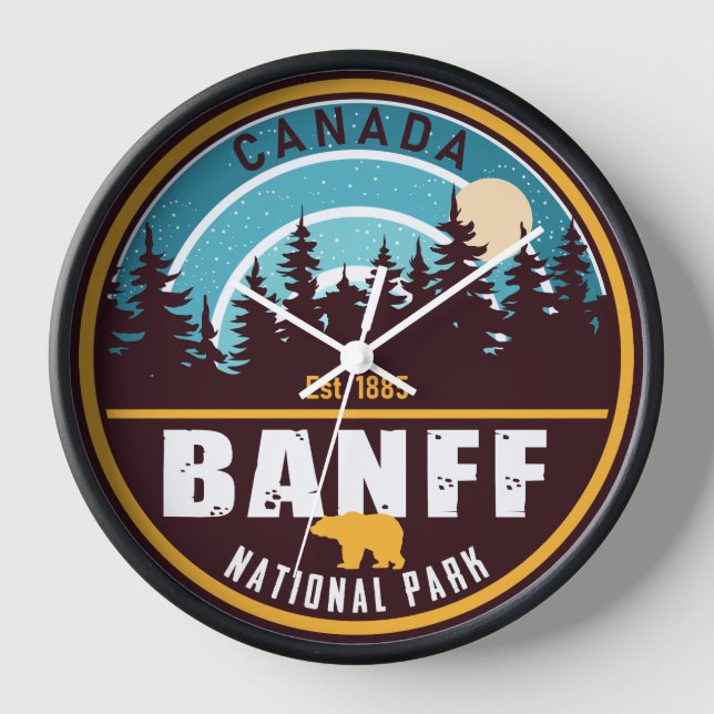 Banff NP Canada Rocky Mountains Vintag Souvenirs Uhr (Vorderseite)