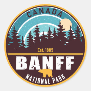 Banff NP Kanada Rocky Mountains Vintage Souvenirs Runder Aufkleber