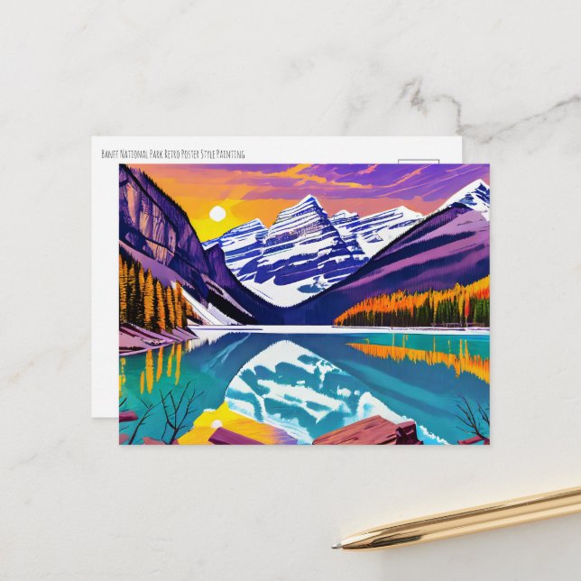 Banff Retro Poster-Malerei Postkarte (Vorderseite/Rückseite Beispiel)