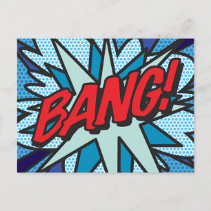 BANG Fun Retro Comic Pop Kunst, Dichtung und Musik Ankündigungspostkarte