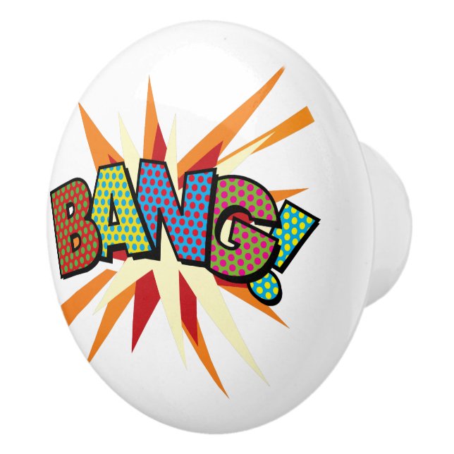 BANG Fun Retro Comic Pop Kunst, Dichtung und Musik Keramikknauf (Rechts)