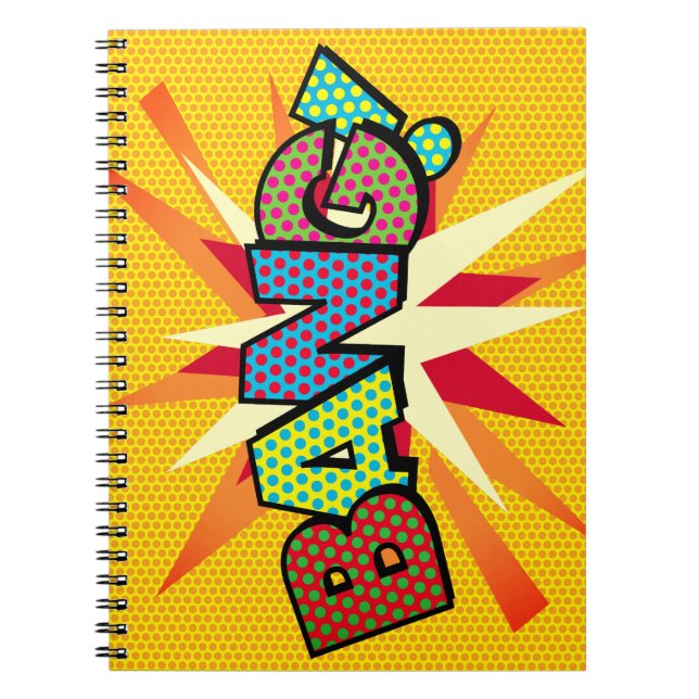 BANG Fun Retro Comic Pop Kunst, Dichtung und Musik Notizblock (Vorderseite)