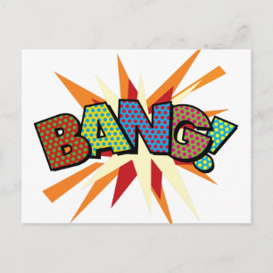 BANG Fun Retro Comic Pop Kunst, Dichtung und Musik Postkarte