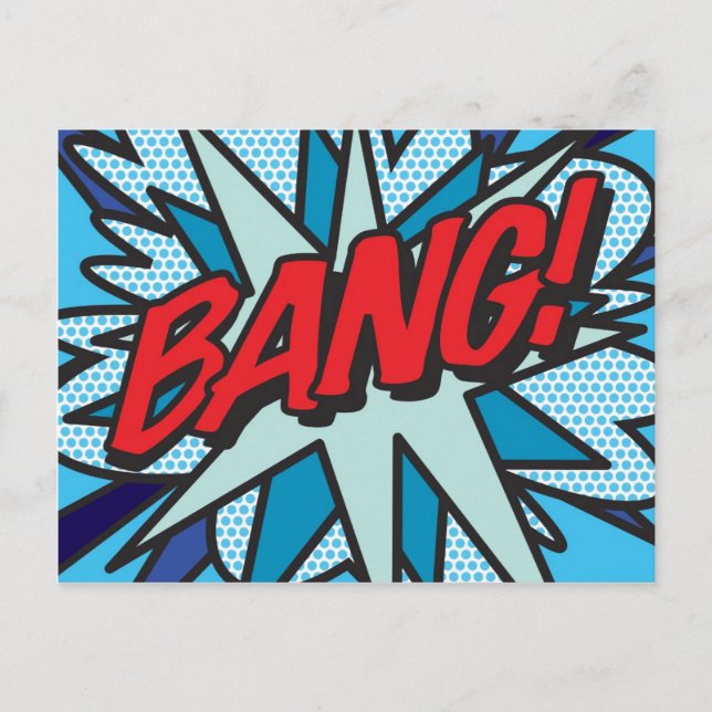 BANG Fun Retro Comic Pop Kunst, Dichtung und Musik Postkarte (Vorderseite)
