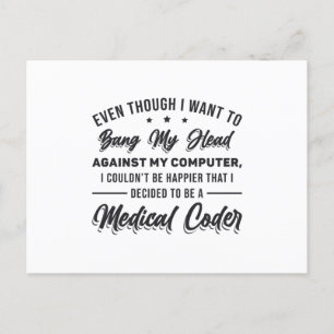 Bang My Head Medical Coder Coding Programmer ICD Postkarte