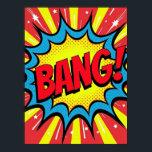 BANG! Pop Art Comic Style Poster<br><div class="desc">Dieses Plakat ist eine Hommage an die kühne, explosive Welt der Comic- und Pop-Kunst der 1960er Jahre, die einen Single voller Dynamik in einem lebendigen Rahmen erstarrt. Das Wort "BANG!" ist nicht nur Text; es ist ein Ausbruch reiner Energie, umgeben von klassischen Halbtonpunkten und Sonnenburstlinien, die den ikonischen Stil von...</div>