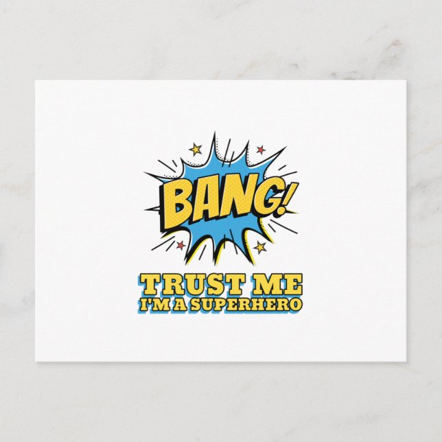 BANG Trust Me Ich bin ein Superheld-lustige BANG Postkarte (Vorderseite)