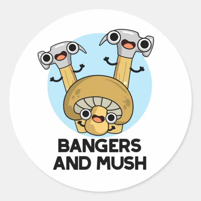 Bangers and Mush Funny English Food Puff Runder Aufkleber (Vorderseite)