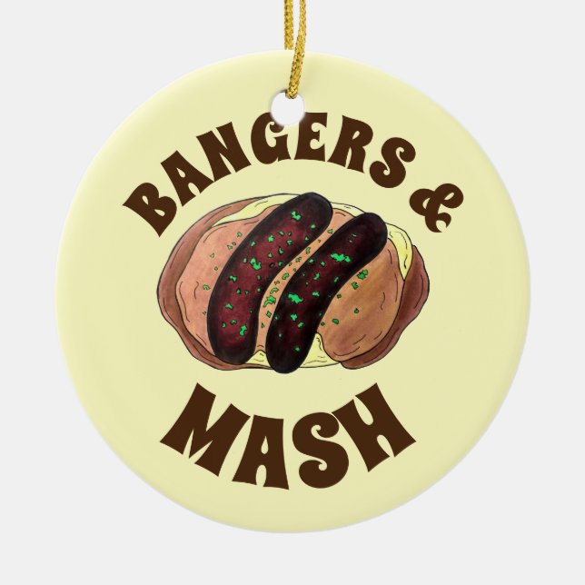 Banges and Mash Sausage Potato British UK Food Keramik Ornament (Vorne)