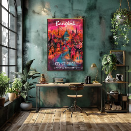 Bangkok Arte vibrante Estilo Contemporáneo Poster