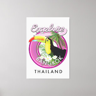 Bangkok Indonesien Reise Logo erkunden Leinwanddruck