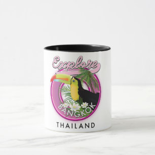 Bangkok indonesisches Reiselogo erkunden Tasse