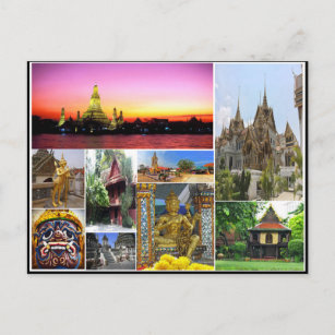 Bangkok Reise Religion Buddhismus Kultur Collage Postkarte