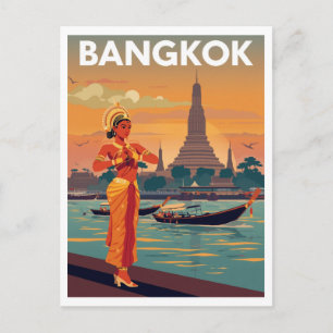 Bangkok-Reiseposter Postkarte