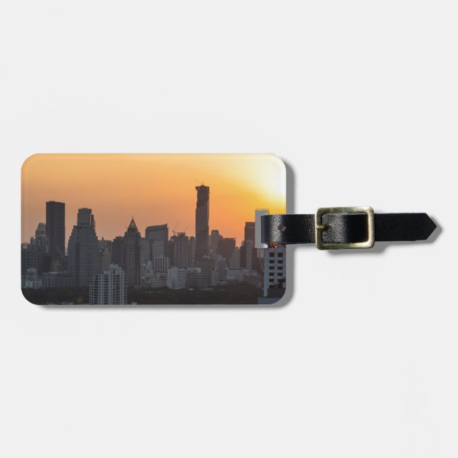 Bangkok skyline sunset panorama background gepäckanhänger (Vorderseite horizontal)